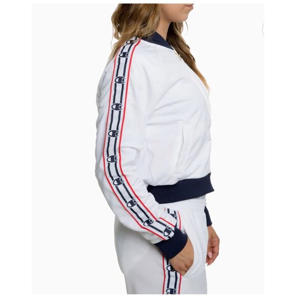 Champion Track Jacket Womens Large White Life Crown C Logo Full Zip Track Jacket - Picture 16 of 16